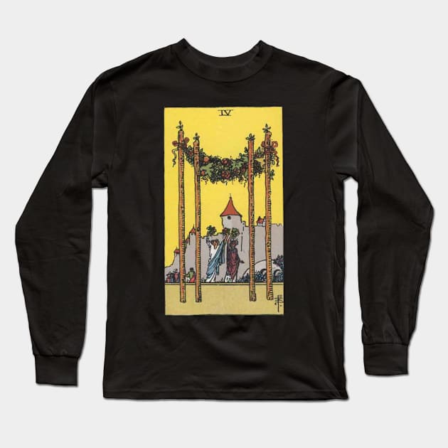 Four of Wands Tarot Long Sleeve T-Shirt by NovaOven